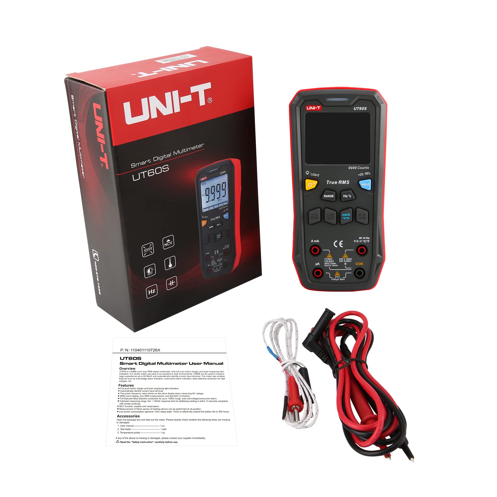 UNI-T Digital Multimeter Smart,UT60S True RMS,9999 Counts 1000V AC DC Voltmeter Ammeter Capacitor Temperature,Fully Automatic Anti-Burn Intelligent Multimeter Tester — Amazon image 7