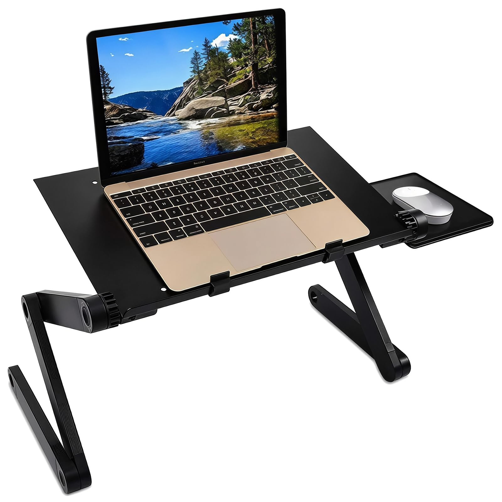 Ideal Swan Support Ordinateur Portable Table de Lit Pliable Support PC Portable Lit Plateau Support de Lecture Inclinable pour Canapé, Livre, Magazine et Petit Déjeuner - Noir