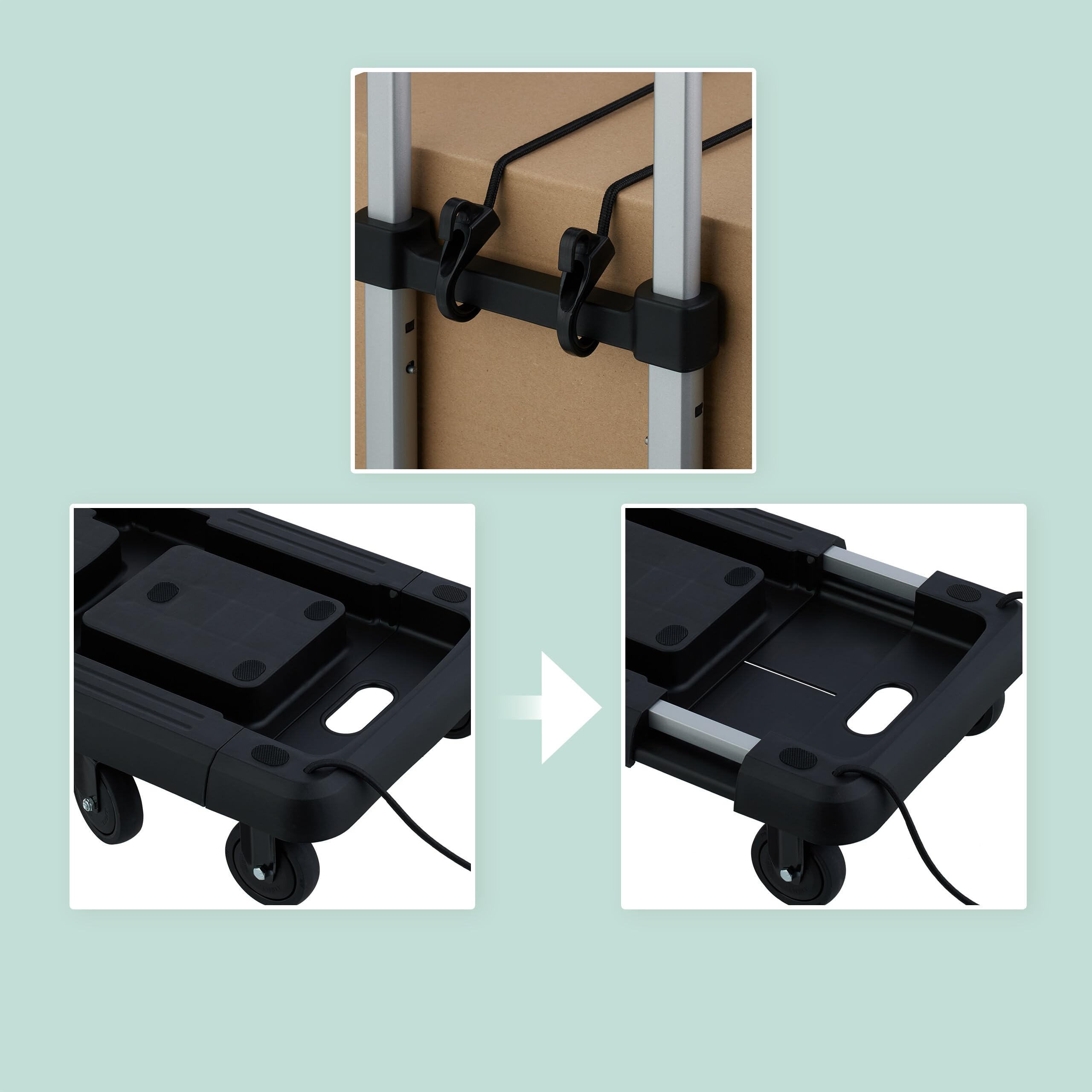 Relaxdays Chariot de Transport Pliable, Extensible, poignée télescopique, 4 roulettes, 2 Roues Frein, Max 100 kg, Noir