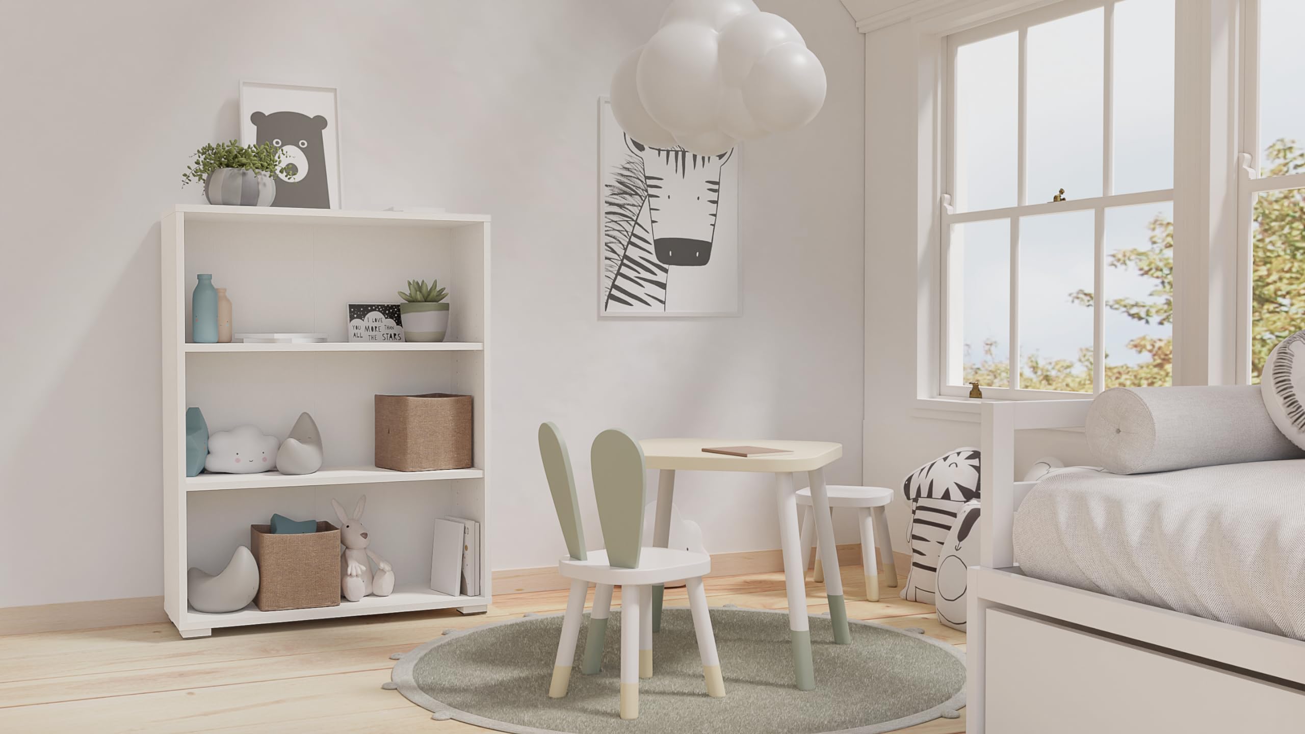 Regał biały, szerokość 80 cm – regał na książki z drewna – meble biurowe 80 x 30 x 106 cm – regał na książki 3 półki – regał biurowy na segregatory