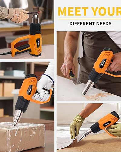 Miniatura 7 de Pistola de calor de 1500 W, 120 F a 1020 F (122.0 F-1,022.0 F) Kit de pistola de aire caliente de calentamiento rápido, control de temperatura