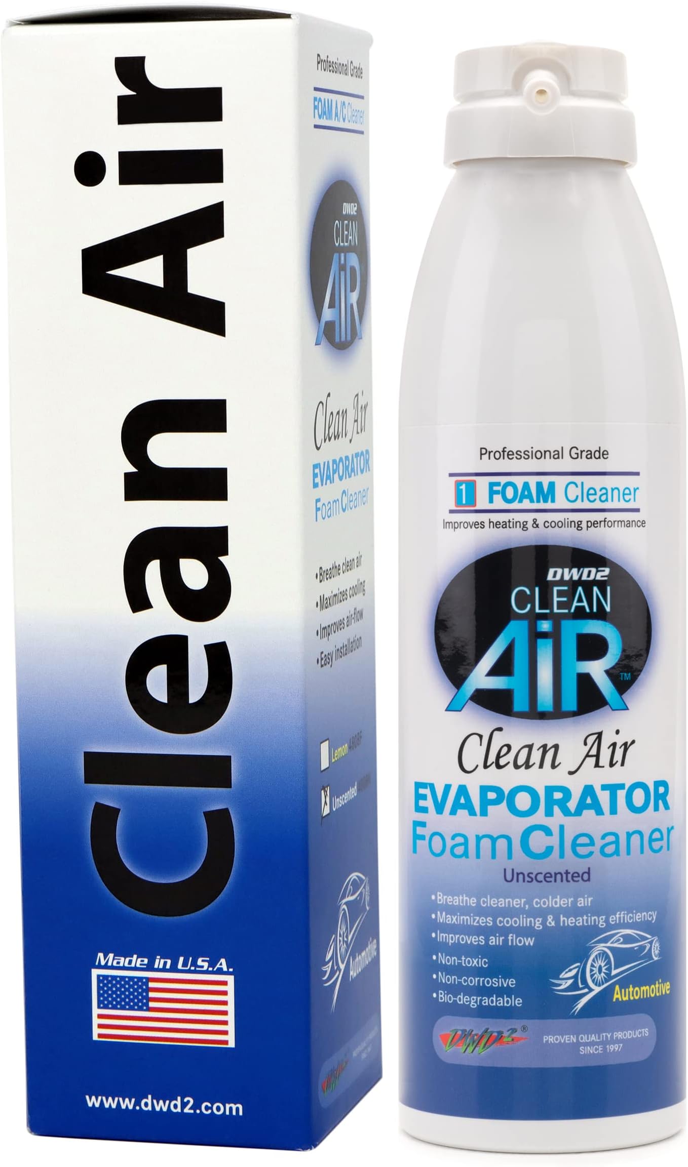 Clean AIR® Premium Foaming Automotive Evaporator Coil Cleaner (Unscented) - Renew Your Air Conditioner and Enjoy a Comfortable Driving Experience Today (8.oz)