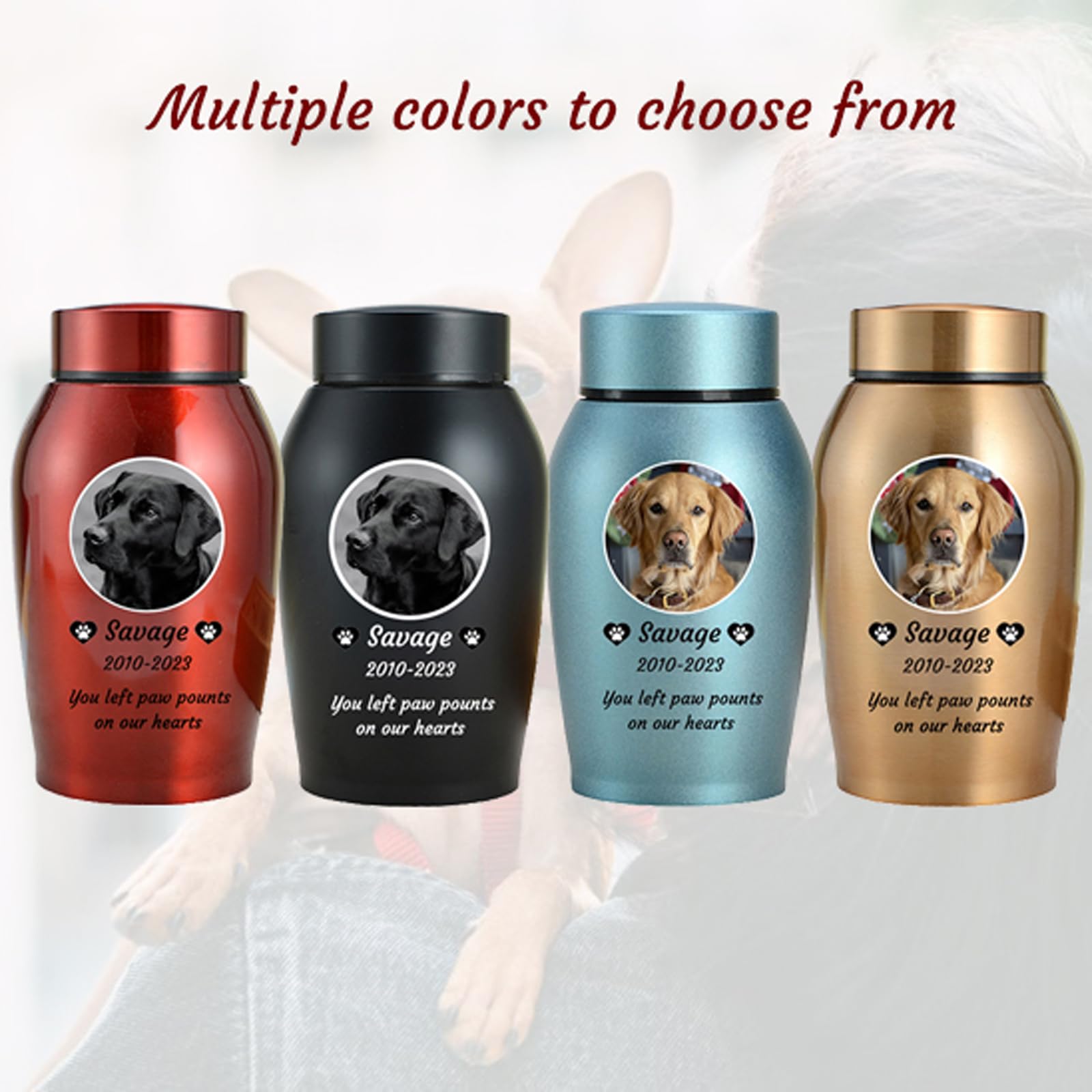 Haustier Urnen für Hunde Asche personalisiert, Hund Urnen für Asche anpassbar, Edelstahl Hund Einäscherung Urnen Hund Memorial Keepsake Urnen,Schwarz,Big