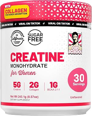 Old School Labs Creatine for Women Post-Workout Supplement - 5000mg Creatine 2000mg Hydrolyzed Bovine Collagen BCAA 2 1