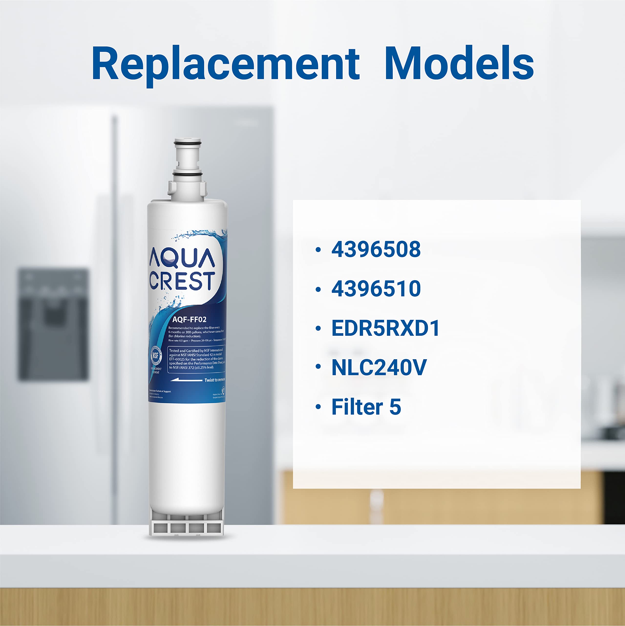 3X AQUACREST 4396508 Filtro Acqua,Compatibile con Whirlpool 4396508 4396510,SBS002 SBS003 SBS004 SBS200 S20BRS EDR5RXD1 481281729632 461950271171