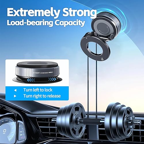 Miniatura 6 de Soporte magnético de teléfono actualizado al vacío de 360, soporte de teléfono para automóvil, soporte de teléfono con ventosa para Magsafe, soporte