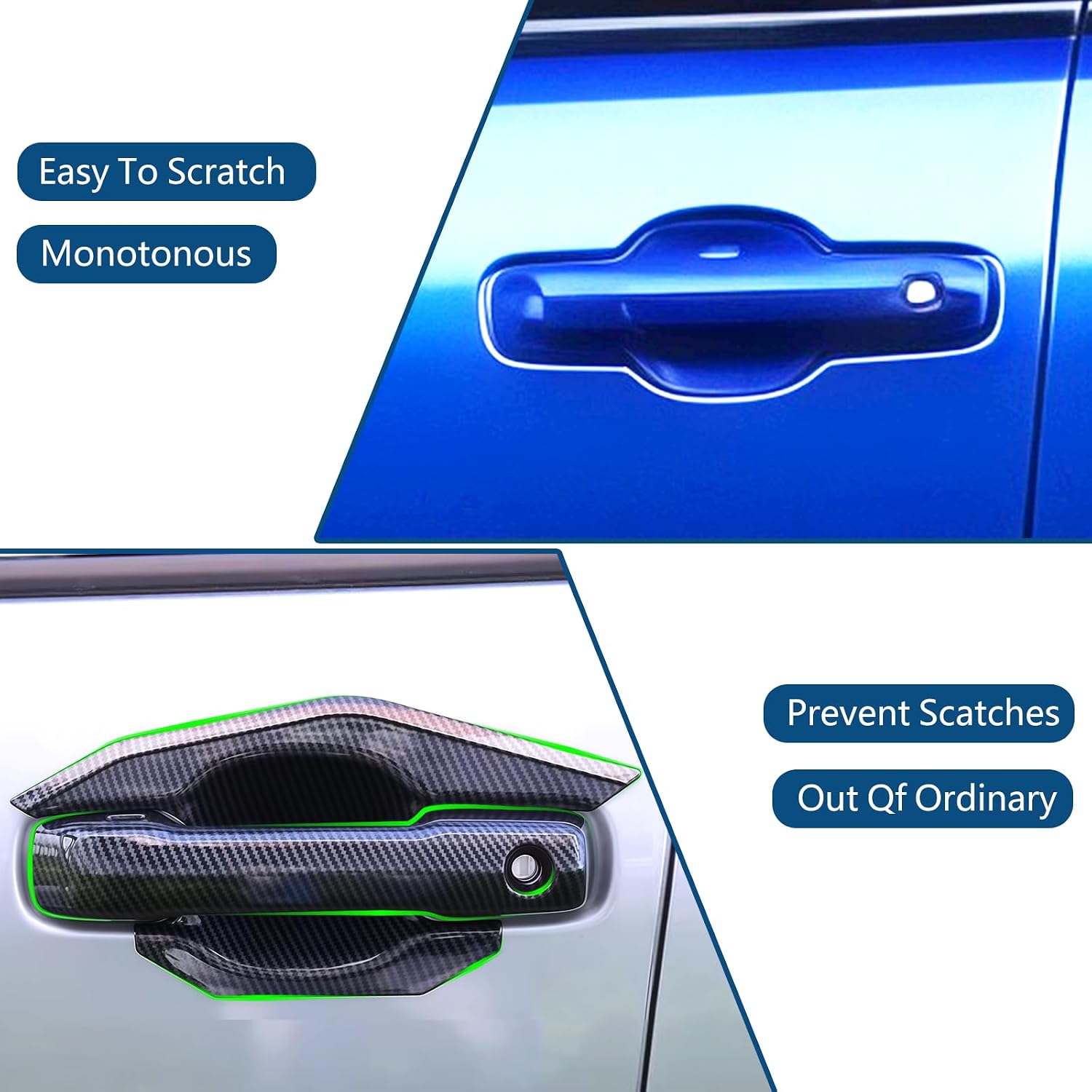 Car Door Handle Cover & Bowl Trim for Tacoma 2024-2025 Exterior Decoration Kit (Imitation Carbon Fiber Pattern)