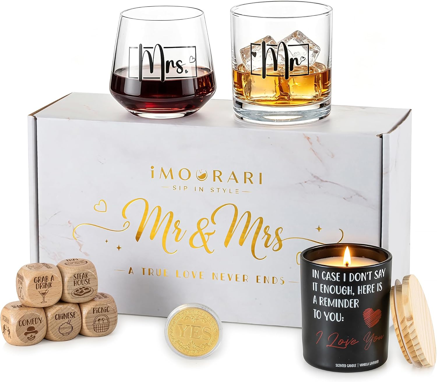 Wedding Gifts for Couple, Mr and Mrs Wine Glasses Set