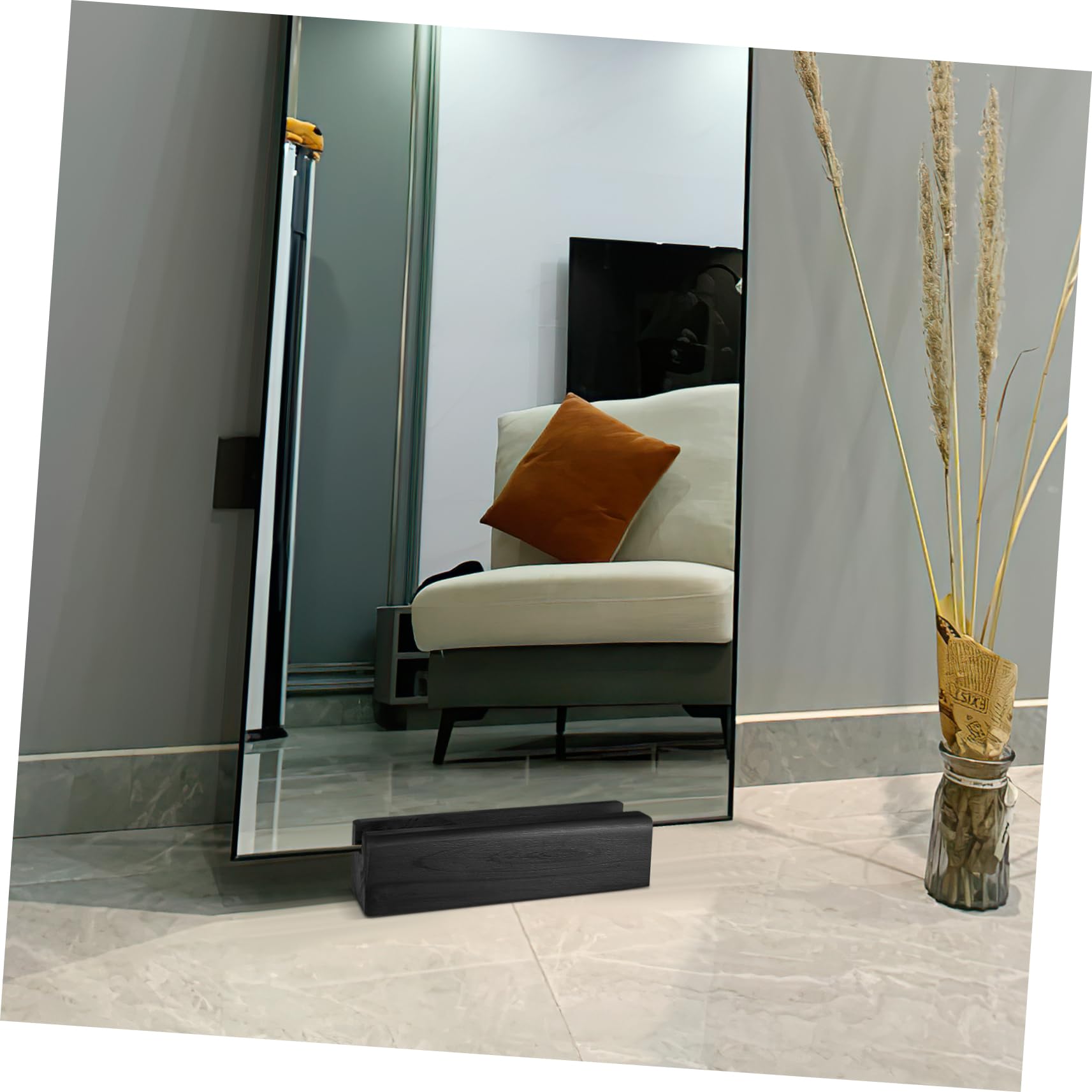 Angoily Wooden Mirror Stand - Floor Mirror Support Bracket, Artwork Display Holder (Black)
