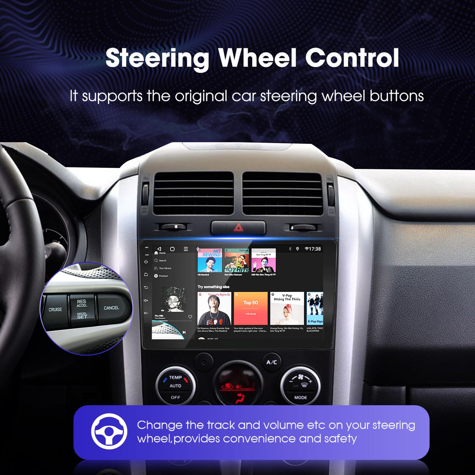 Ezonetronics Android 10.1 radio samochodowe stereo do Suzuki Grand Vitara 2006-2013 9-calowy ekran dotykowy wysokiej rozdzielczości nawigacja GPS Bluetooth USB WIFI AM FM RDS lustro link odtwarzacz 2G