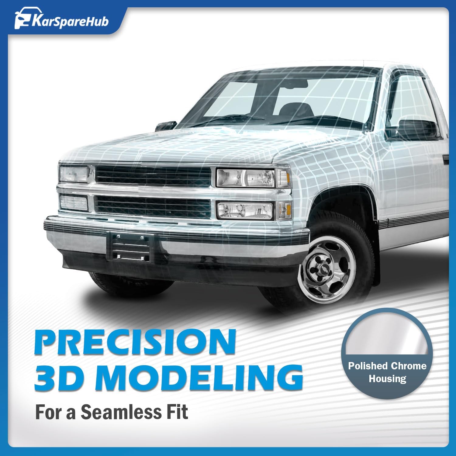 Headlights Assembly for 1994-1998 Chevy C10 Pickup Truck C/K 1500 2500 3500 Silverado Tahoe Suburban, 92-94 Blazer Driver & Passenger Side