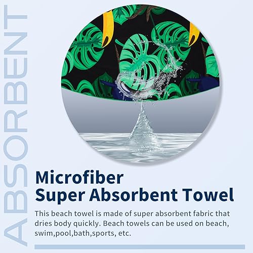 Miniatura 6 de Gomust Paquete de 2 toallas de playa ligeras y delgadas de gran tamaño de 71 x 32 pulgadas, toallas grandes de microfibra extra grandes sin arena