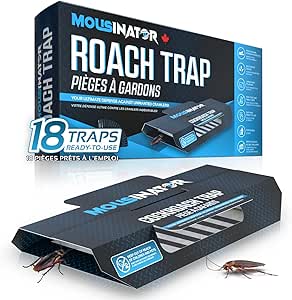 MOUSINATOR Cockroach Traps, 18-Pack, Larger and Multi-Entry Design with Extra-Strong Adhesive, Sticky Glue Cockroach Trap for Indoor Use, Family-Safe, Easy and Ready-to-Use