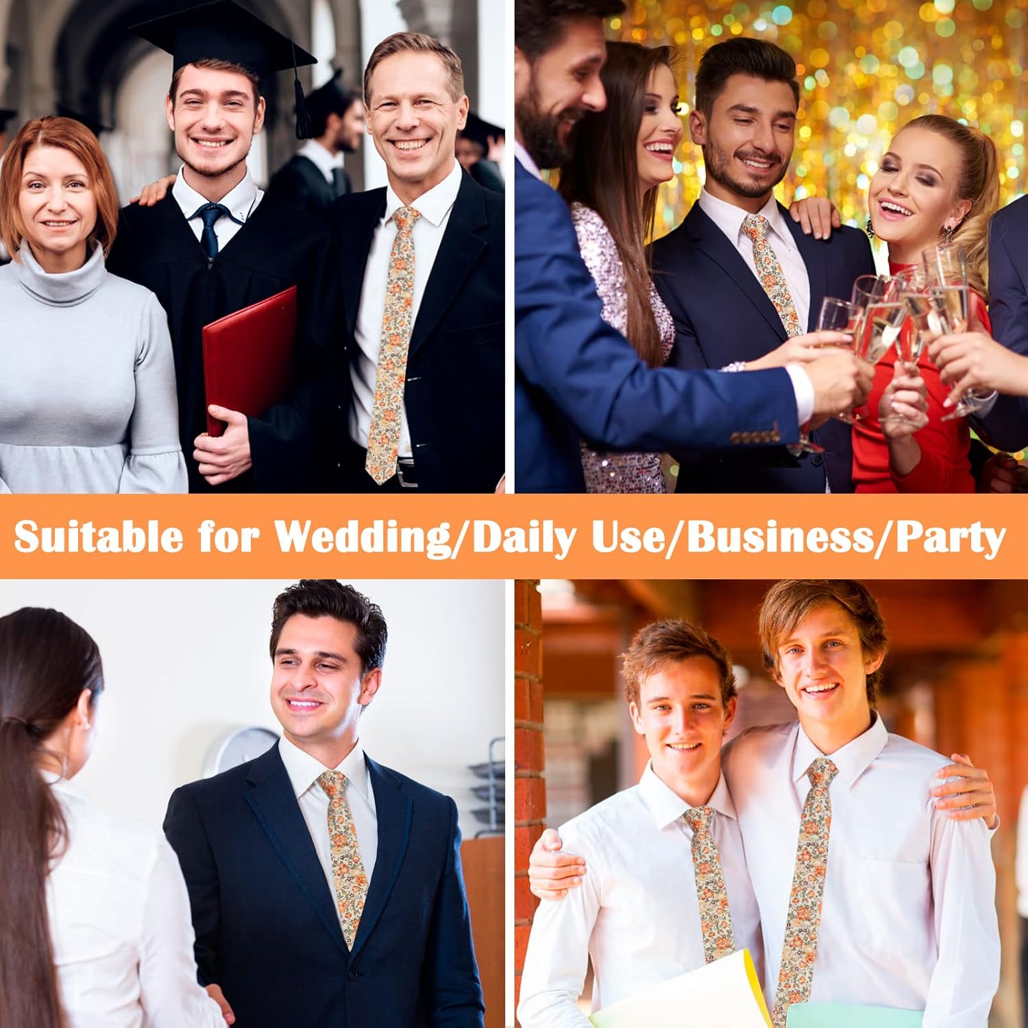 Mantieqingway Men's Cotton Floral Neck Tie 2.56'' Printed Skinny Tie - Image 7