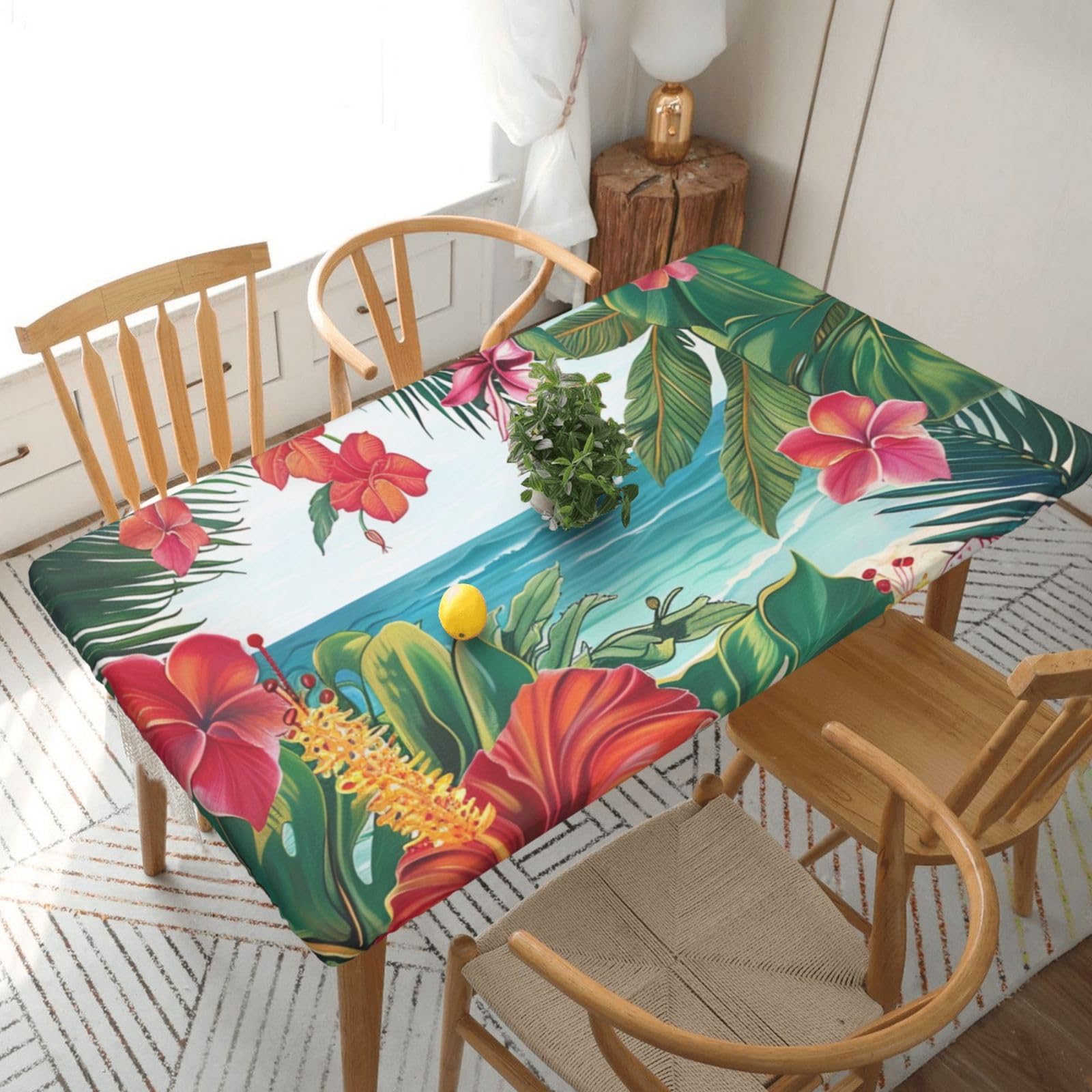 WPKJU Summer Hawaiian Printed Tablecloths 5ft Rectangular Table Covers Washable Polyester Decorative Table Cloth for Dining Table Picnic Wedding