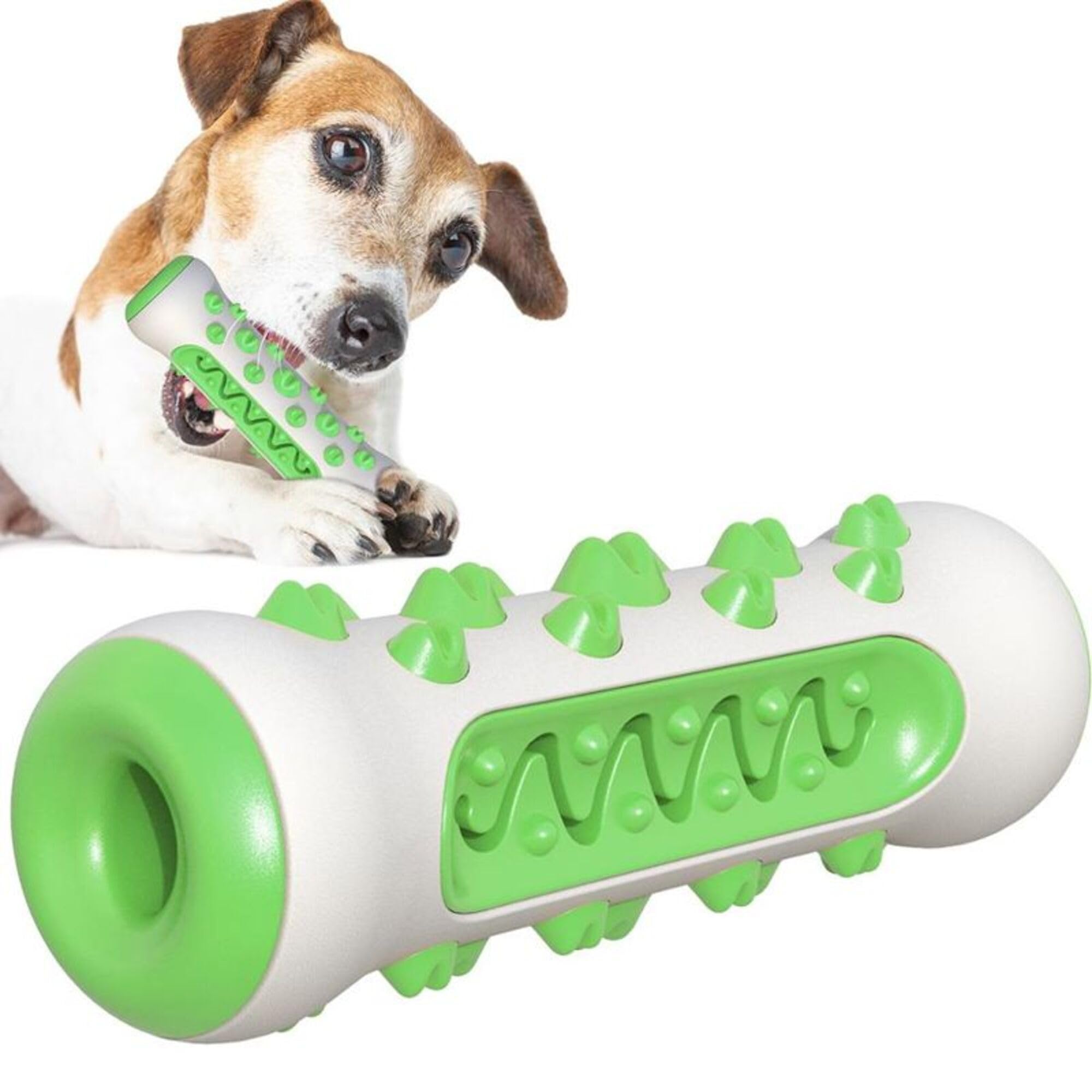 Falnatco Chew Toy for Dog Toothbrush Stick Toys for Aggressive Chewers Interactive Toy Treats Tough Toys to Keep Them Busy Chew Toys for Small Dogs - Green (Upgraded)