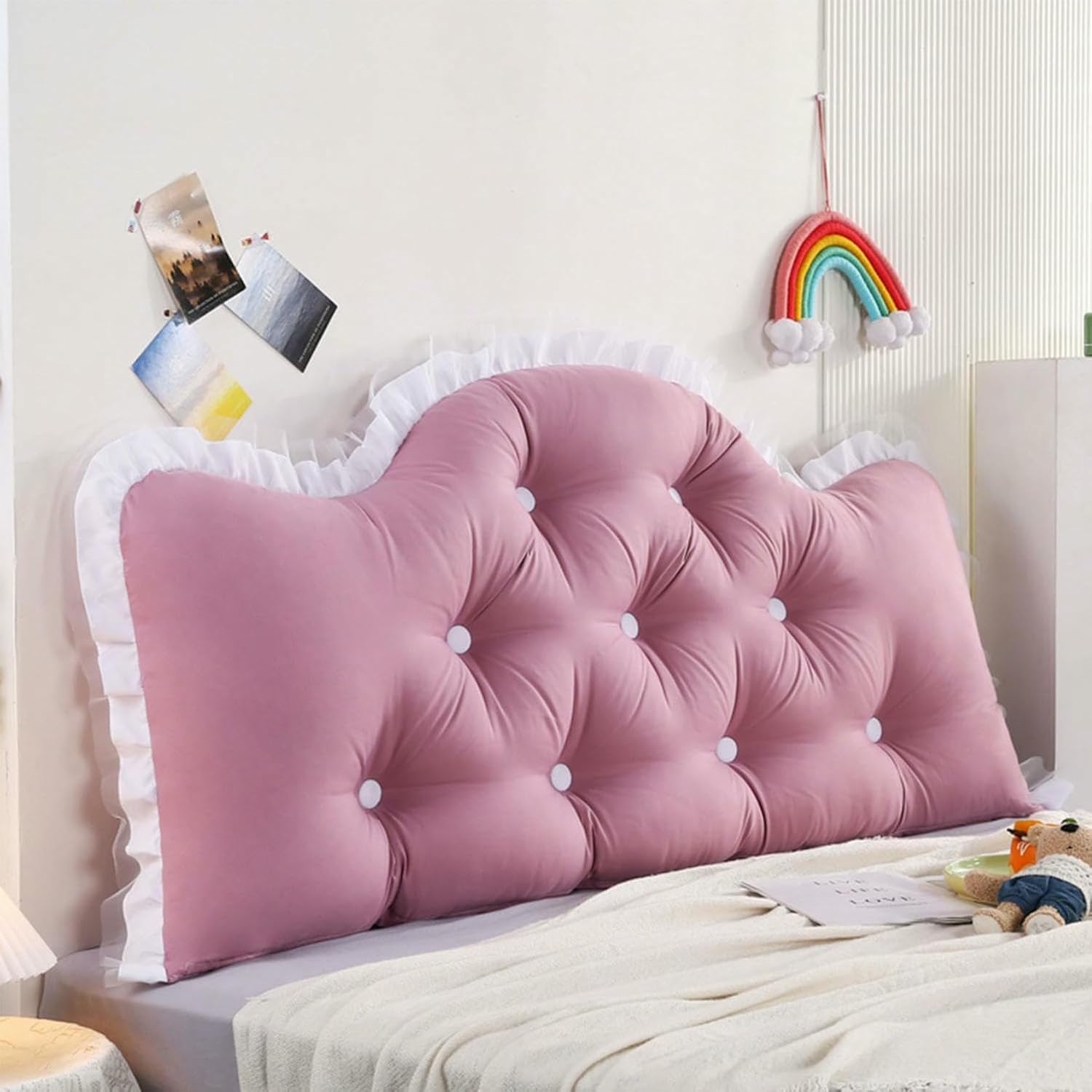 Headboard Pillow Bed Rest Wedge Pillow Lace Reading Pillow for Headboard Backrest Large Bolster Positioning Support Day Bed Bolster with Removable Cover~/