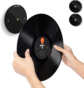 Likesing Circular Vinyl Record Display, Black Acrylic Now Playing Vinyl Record Wall Mount Album Holder, Covert Album Frames for Wall Decor of Office or Home, 2 PackDisplay Holder Only