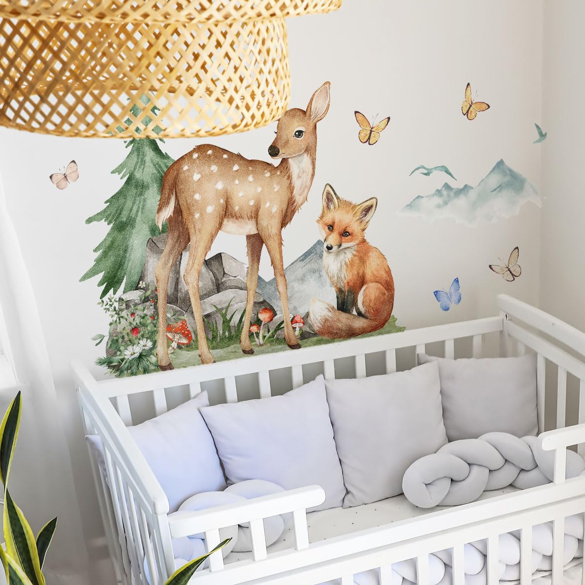 Forest Animal Wall Decals - Peel and Stick Nursery Decor for Kids Room, Playroom & Classroom，Removable Fox, Deer, Bunny & Owl Stickers，Waterproof Cartoon Animal Wall. - Image 7
