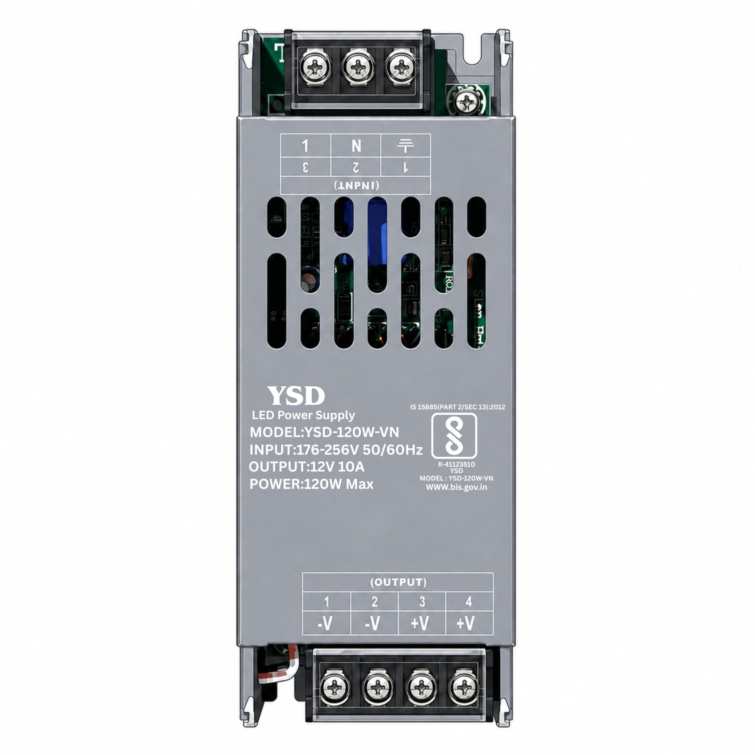 YSD Strip Light Driver 12V 10AMP 120W AC to DC Switching Adaptor Convertor Driver/Power Supply for LED Strip Light Lamp/CCTV Camera/Security System/Radio/Computer Project (12V 10AMPS)-image-1