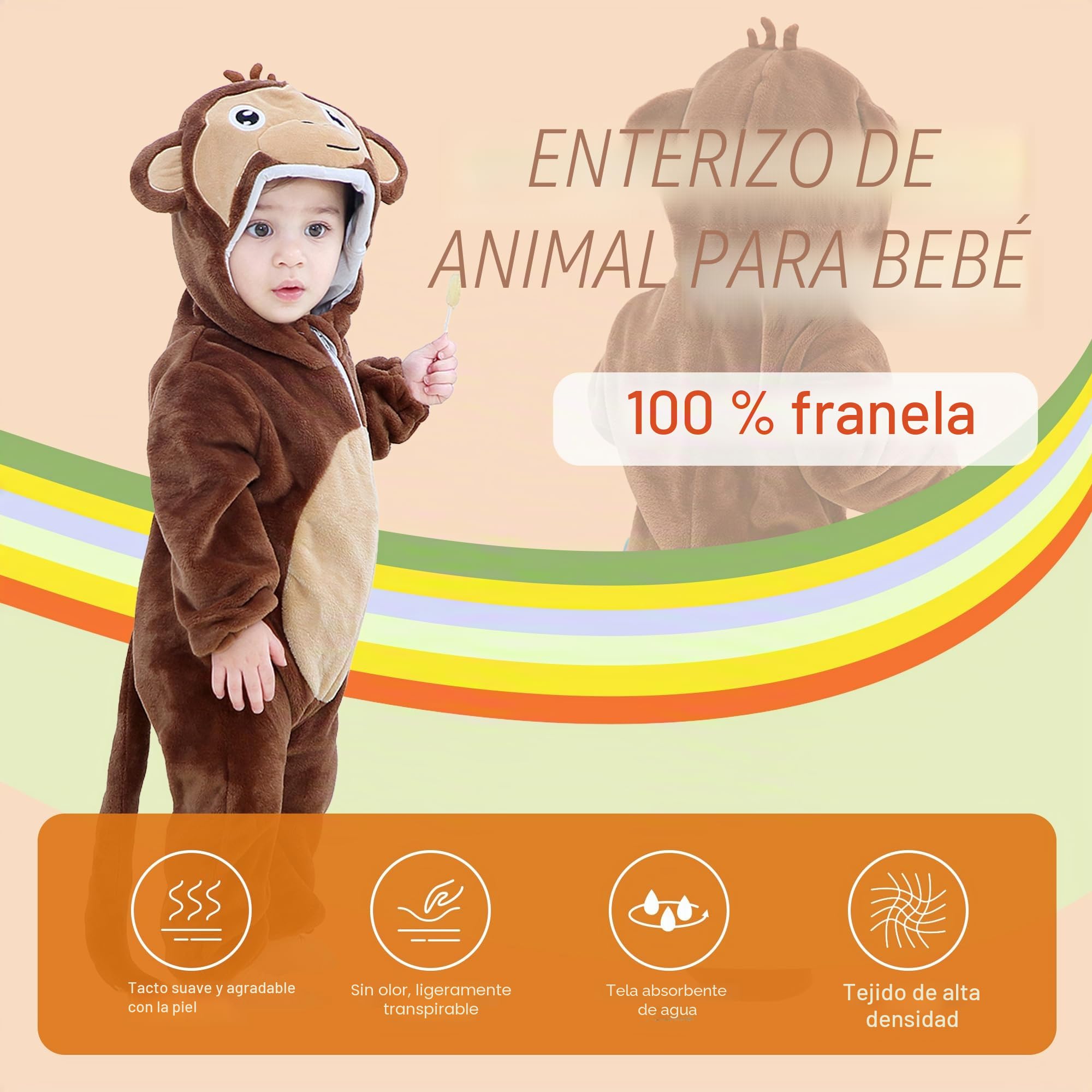 Mameluco de Animal Invierno con Capucha para Bebés Unisex,2-36 Meses