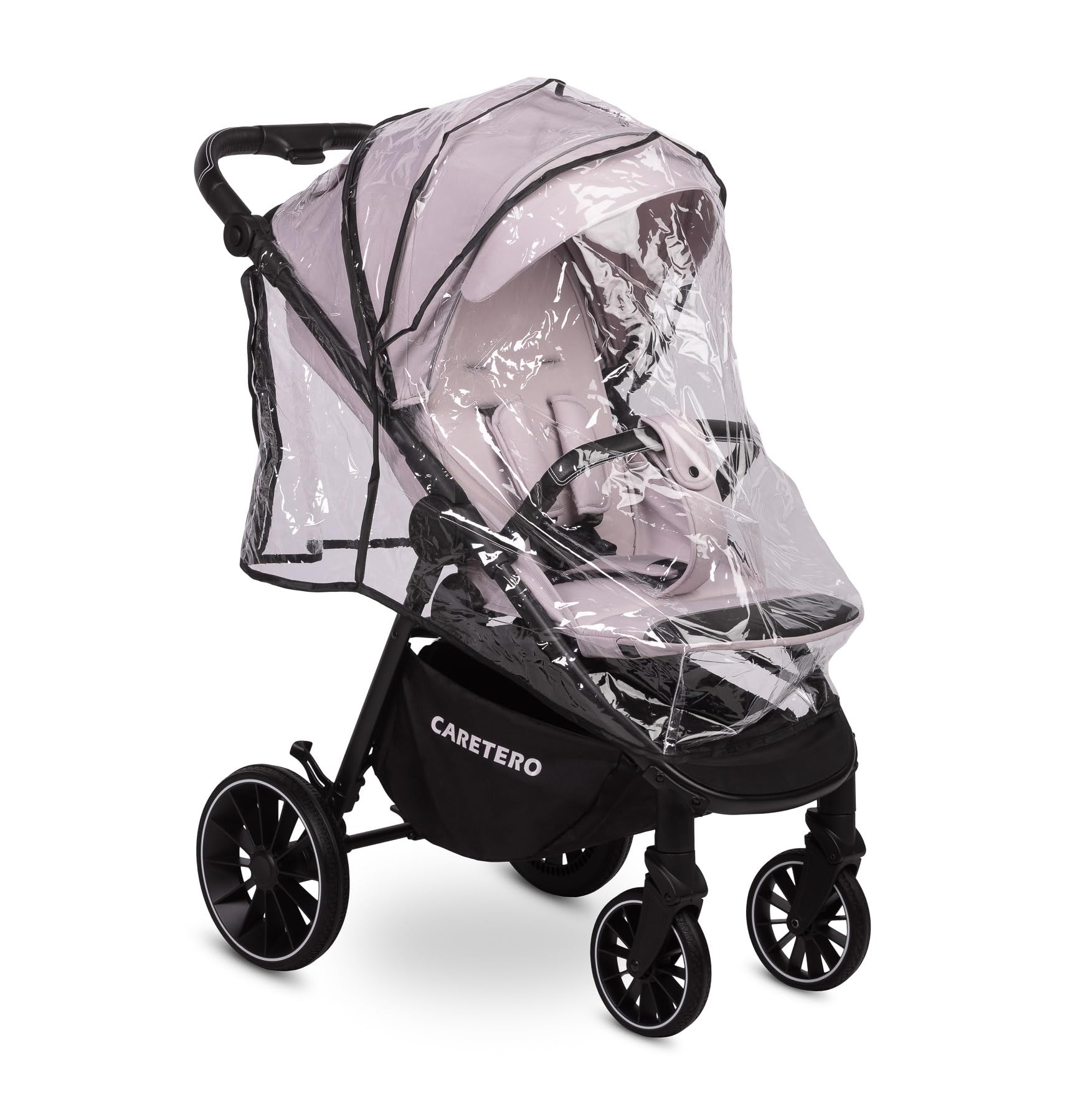 CARETERO - Poussette Agil – Légère avec Dossier Inclinable, Canopy et Panier de Rangement – avec Harnais de Sécurité, Poignée Réglable et Habillage Pluie – Pour tout-petits – Couleur Fumé