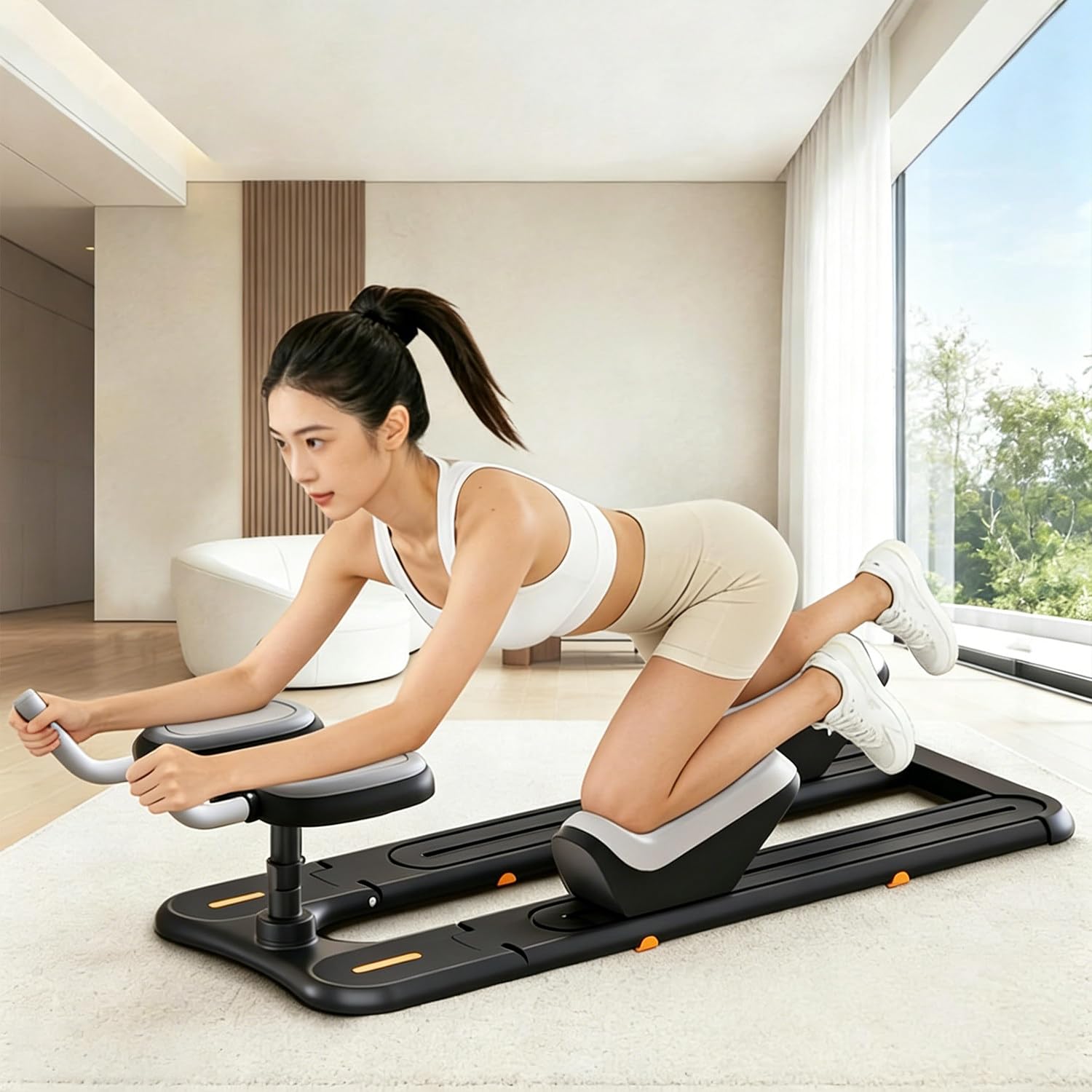SICWEDIM Crawling Training Machine, Spine Twist & Stretch Trainer, Strengthen Waist & Spine, 4 Adjustable Height LED Counter 220lbs Capacity, Detachable, for Full-Body Core Muscle Conditioning