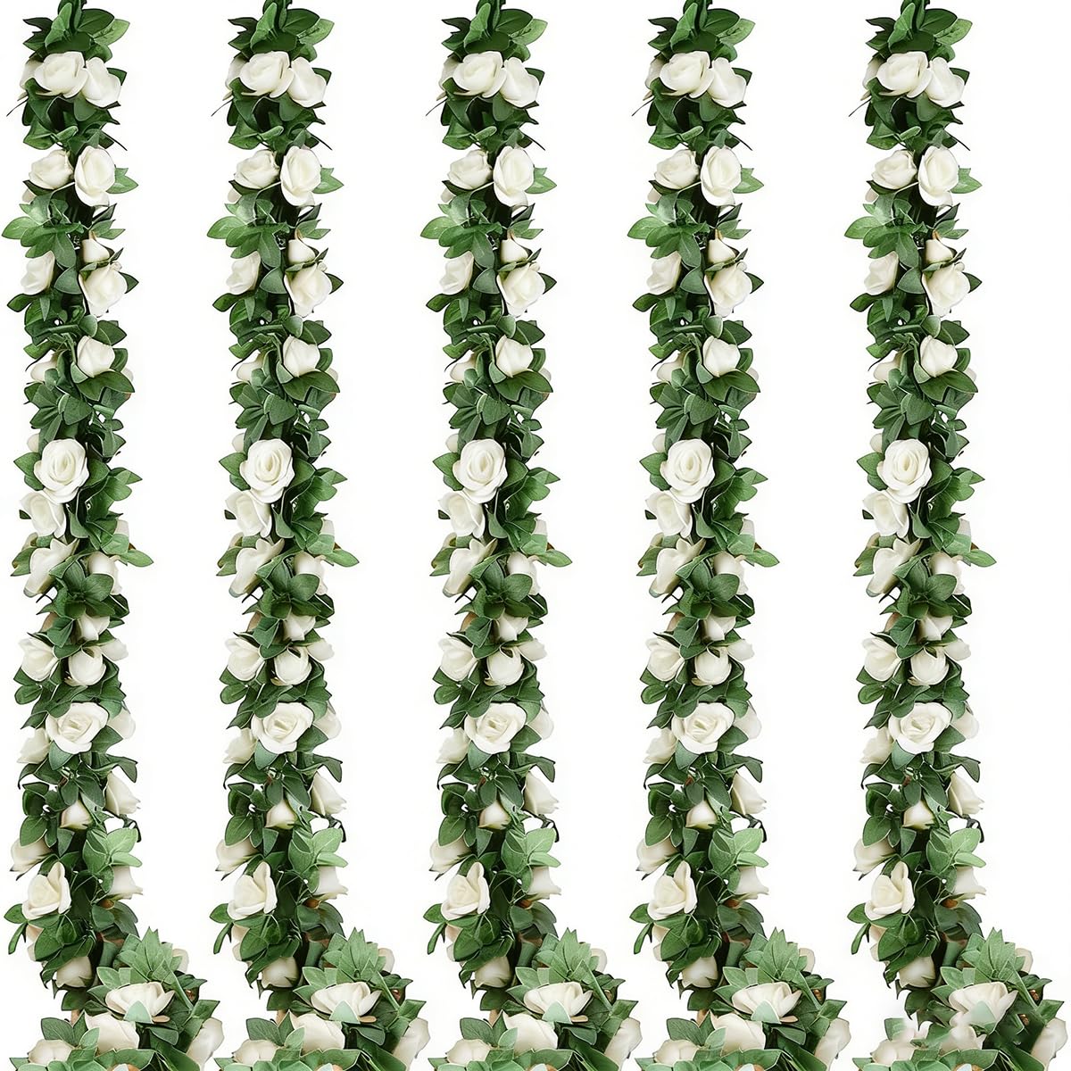 Antspirit 5-Pack Flower Garland Artificial Fake Rose Garland Vine