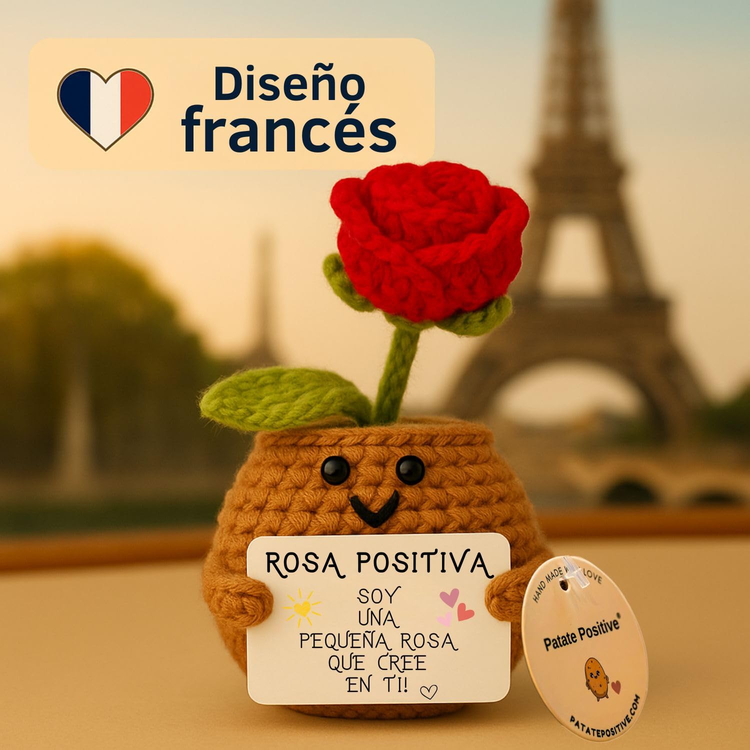 Rosa Roja Positiva | Regalo Original para Mujer & Pareja | Dia de la Madre Cumpleanos Mama Novia Amiga Companera|Sorpresa Romantica Emocional para Ella | Flor Eterna Decorativa | Decoracion Hogar Cute — view 6