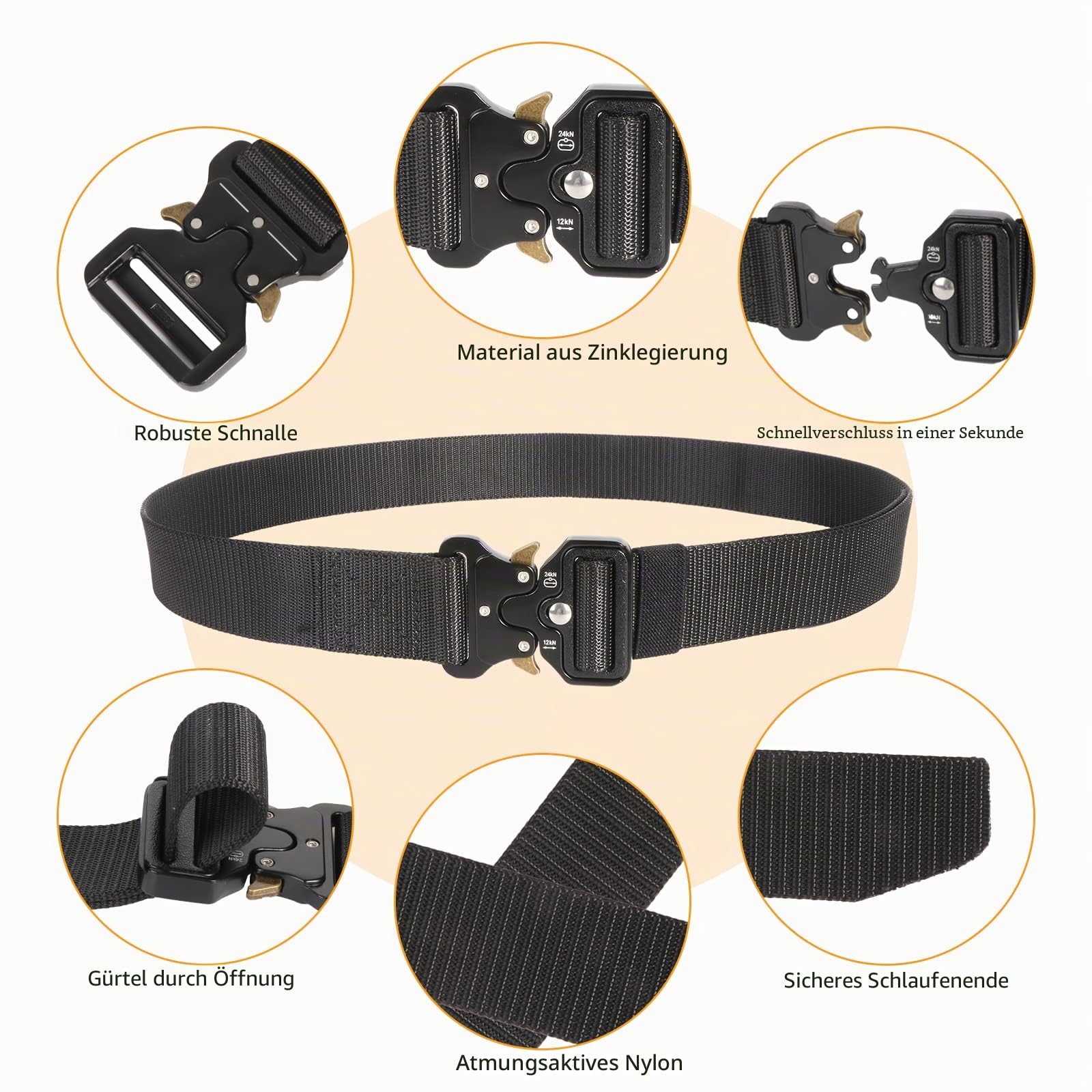 2 PCS Tactical Belt & Molle Pouch & Snap Hook 49"x1.5" Nylon Military Belts with Heavy Duty Quick Release Metal Buckle,Taille Arbeitsgürtel für Männer/Frauen Outdoor Sports Camping Jagd