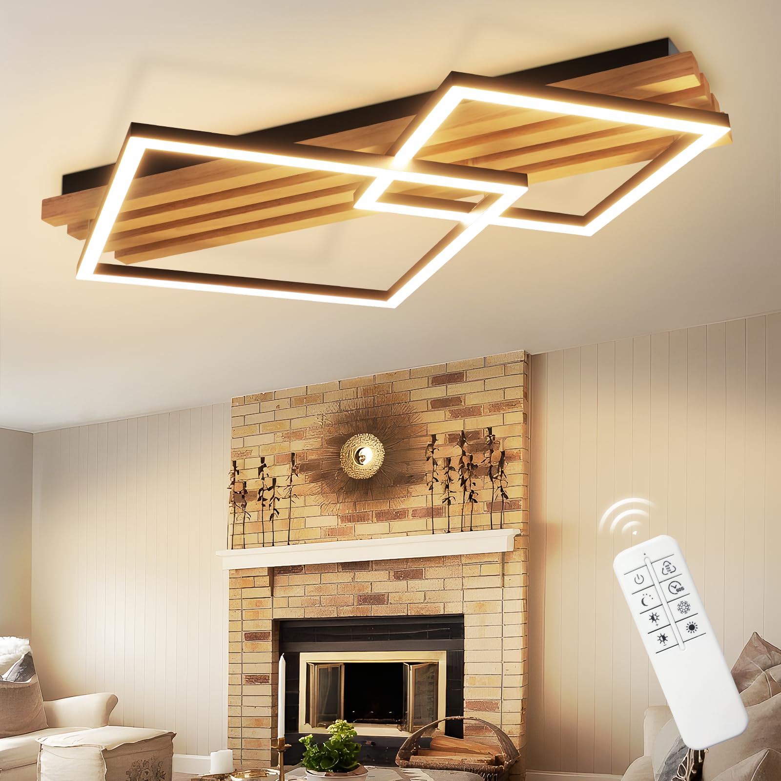 GBLY Deckenlampe LED Wohnzimmer Deckenleuchte Holz