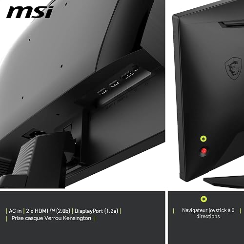 MSI MAG 255F E20 Écran Gaming 24,5" FHD - Dalle Rapid IPS 1920 x 1080, 200 Hz / 0,5 ms, HDR Ready, AMD FreeSync Premium, AI Vision, HDMI 2.0b, DP 1.2a, Design sans Cadre, inclinable, Compatible VESA, - 6