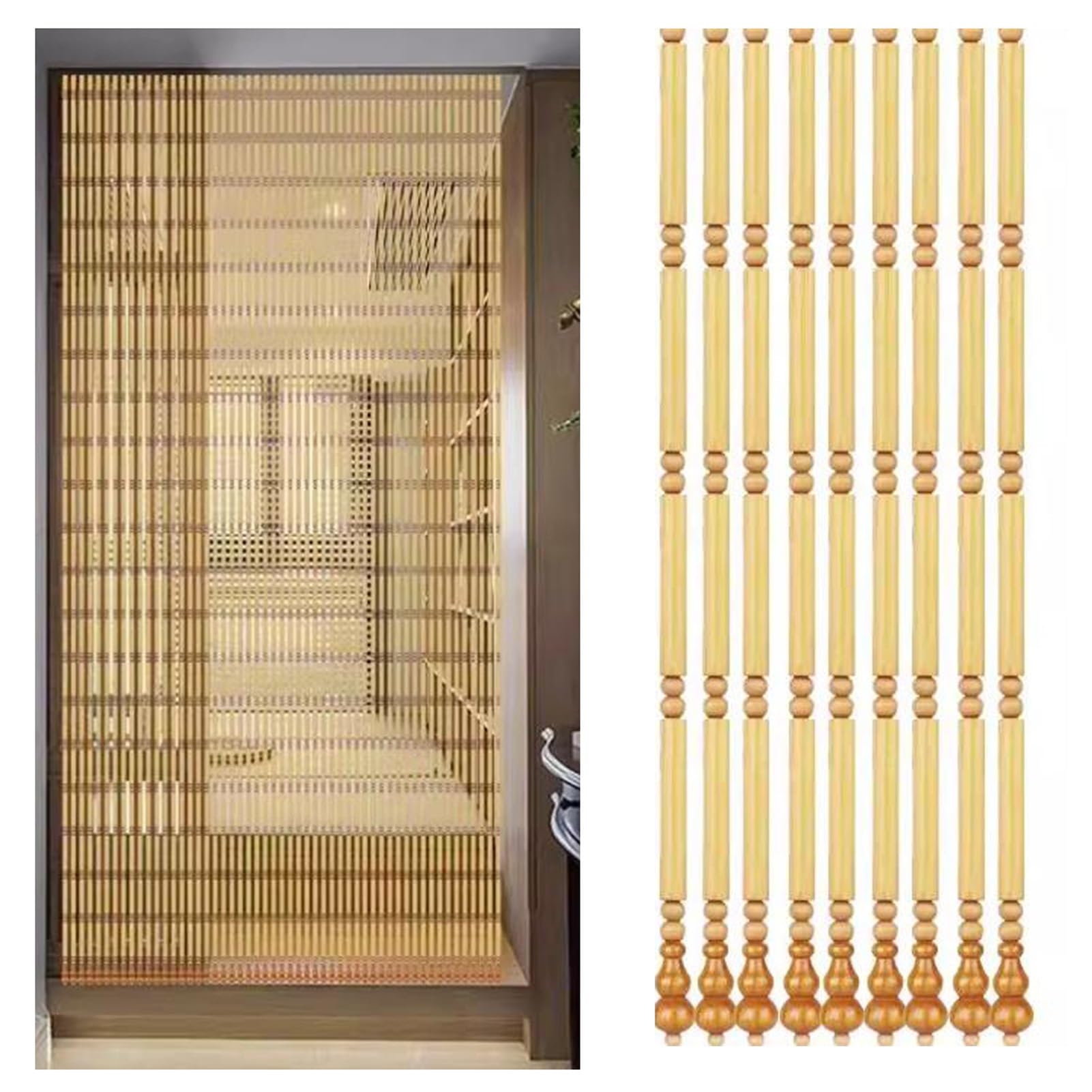 Rideau de perles en bois occultant vis-à-vis intérieur pour séparer studio salon et chambre