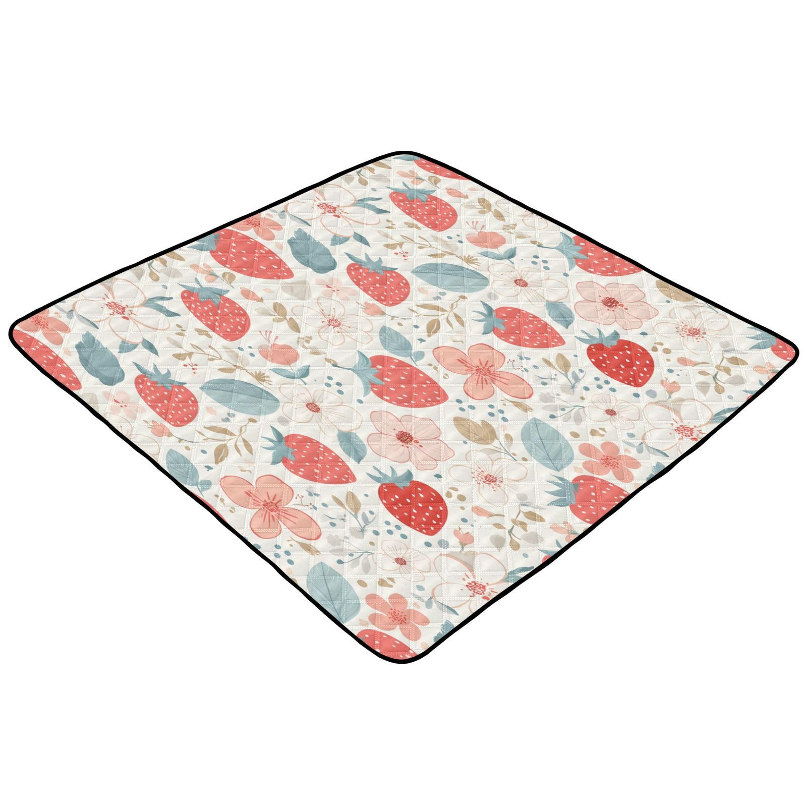 Kigai Strawberries Baby Play Mat for Floor and Playpen 50x50 inch Non-Slip Baby Activity Playmat Waterproof Foldable Crawling Mat for Infants Toddlers