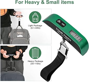 travel inspira Luggage Scale, Travel Essentials, Portable Digital Hanging Baggage Scale for Travel, Suitcase Weight Scale