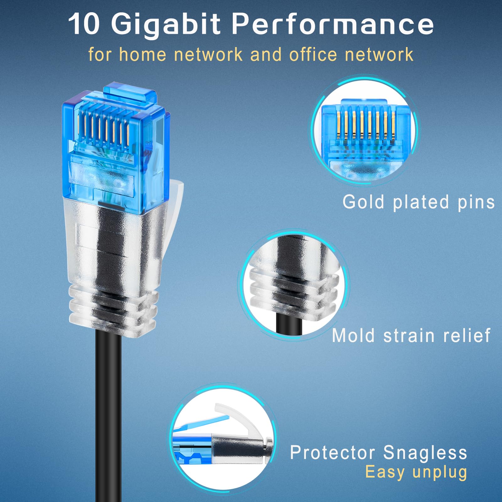 Cable Ethernet Cat 6a de 3 pies (paquete de 24) – Cable de conexión Cat6a, cable de conexión Cat 6a 28AWG 10Gbps para centros de datos, cable Ethernet Cat6a, cable de red, cable de Internet