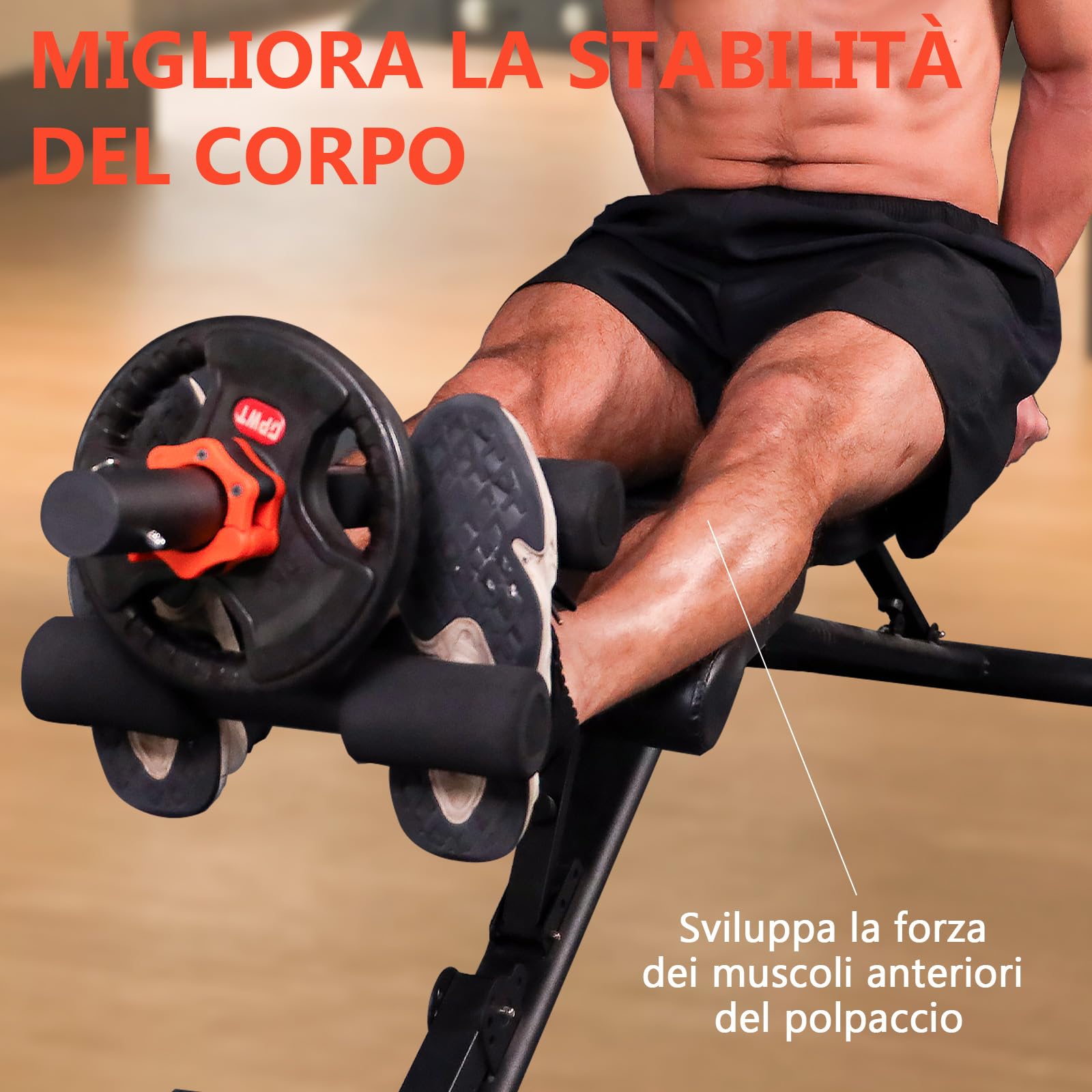 'Fitarc Tib Bar, Tibialis Trainer, Tibia Dorsi Vitello Sollevatore Macchina, Ginocchia Sopra Dita Attrezzatura per Rafforzare Vitelli/Stinchi/Caviglie, Adatto a 1 '' o 2 '' Olympic Weight Plates'
