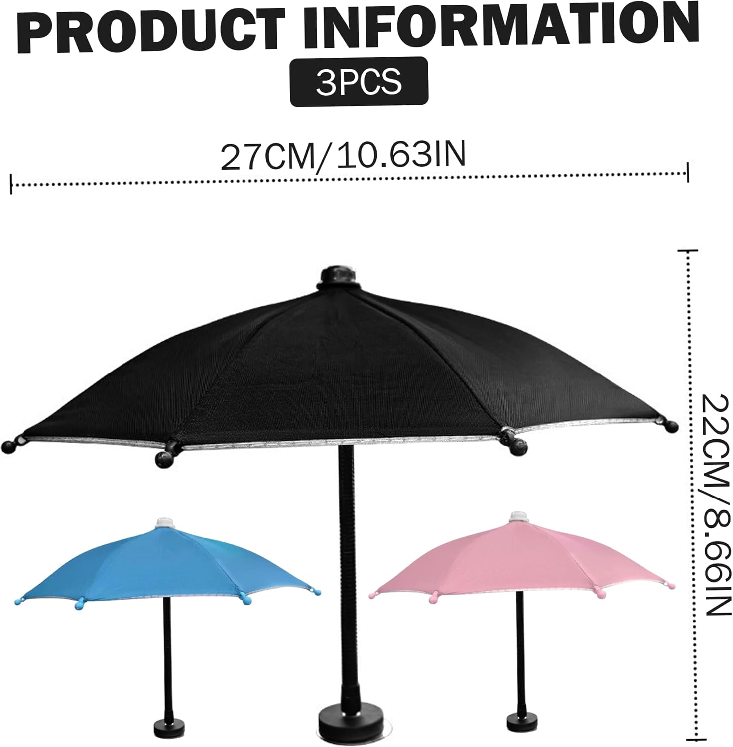 3Pcs Magnetic Phone Umbrella for Sun, UV & Heat Blocking Silver Coated Screen Sun Shade with 360° Adjustable Gooseneck, Cell Phone Accessory image 5