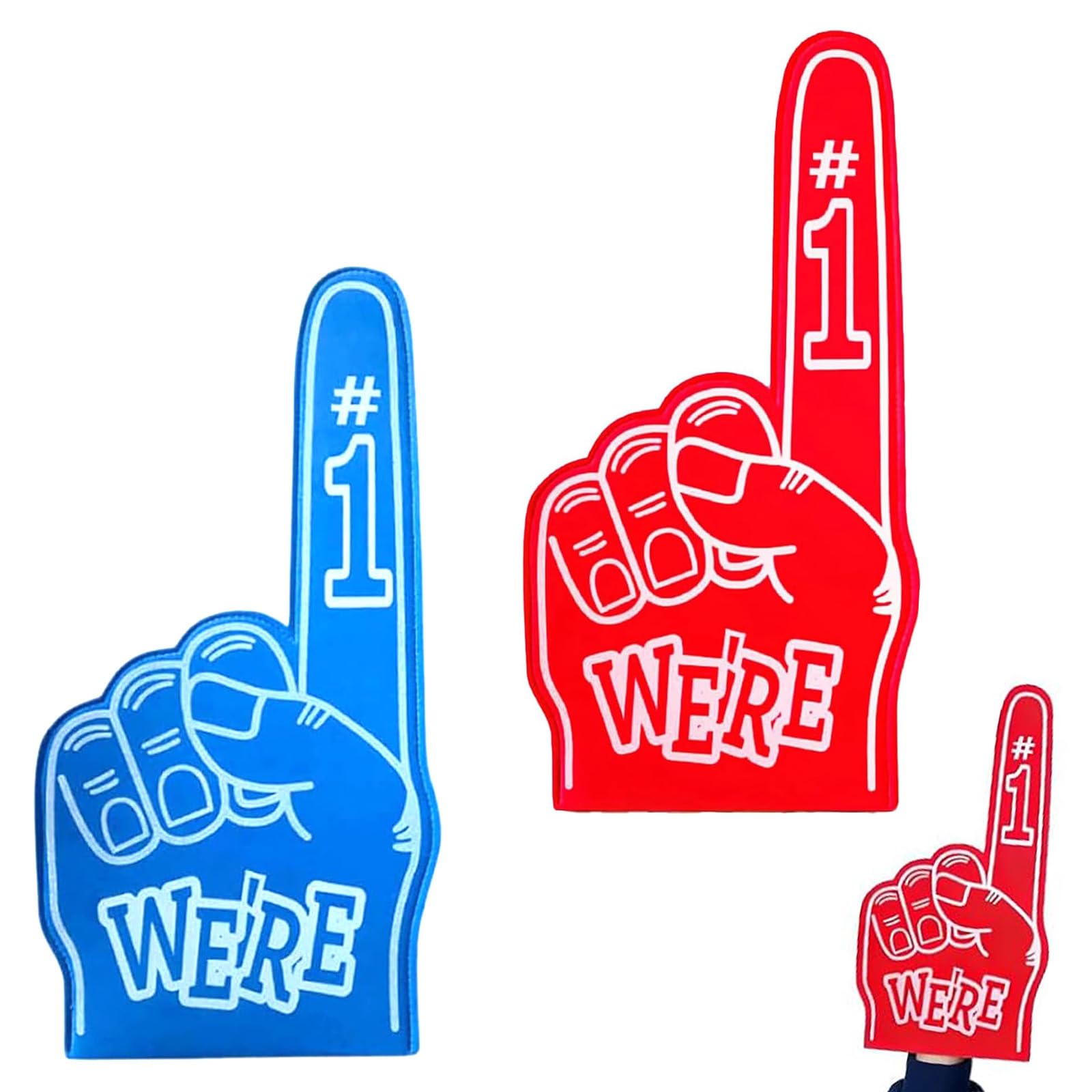 2PCS Foam Finger Pointer Hand,Blue And Red Gladiators Foam Finger for Sports Events,Number 1 Fan Giant Foams Hand,Cheering Hand Gloves Party Favors for Games Parties Team Spirit