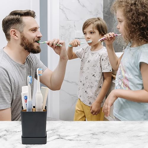 Miniatura 7 de Soporte para cepillos de dientes eléctricos para niños, para baño, mostrador, organizador de cepillos de dientes de plástico y soporte para pasta de