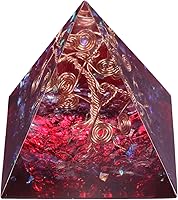 Vista 41 de Rockcloud Healing Crystal Gold Wire Orgone Pyramid Stone Figurine Energy Generator for Meditation Reiki Balancing, Rose Quartz