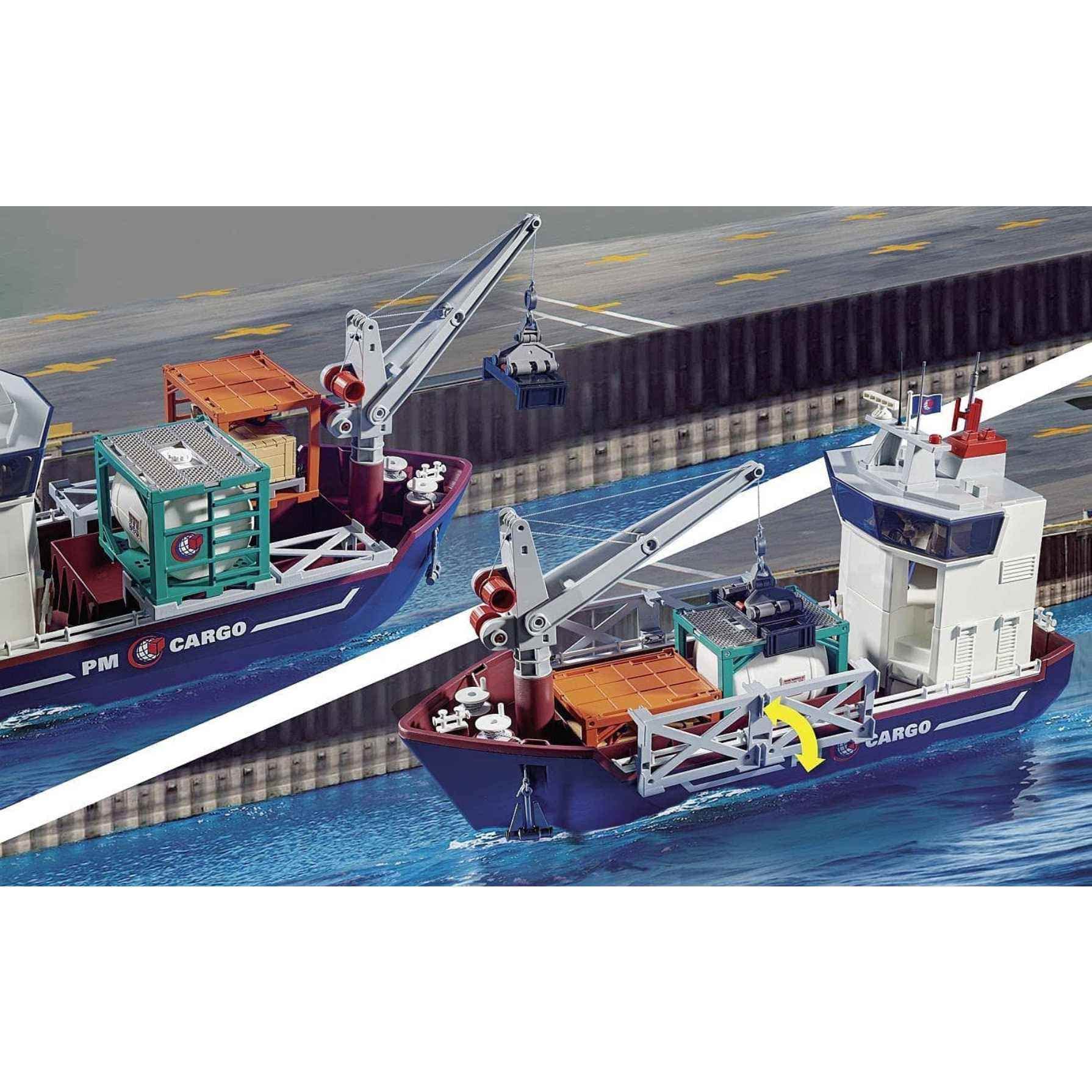PLAYMOBIL City Action 70769 Großes Containerschiff mit Zollboot, Schwimmfähig, Ab 4 Jahren