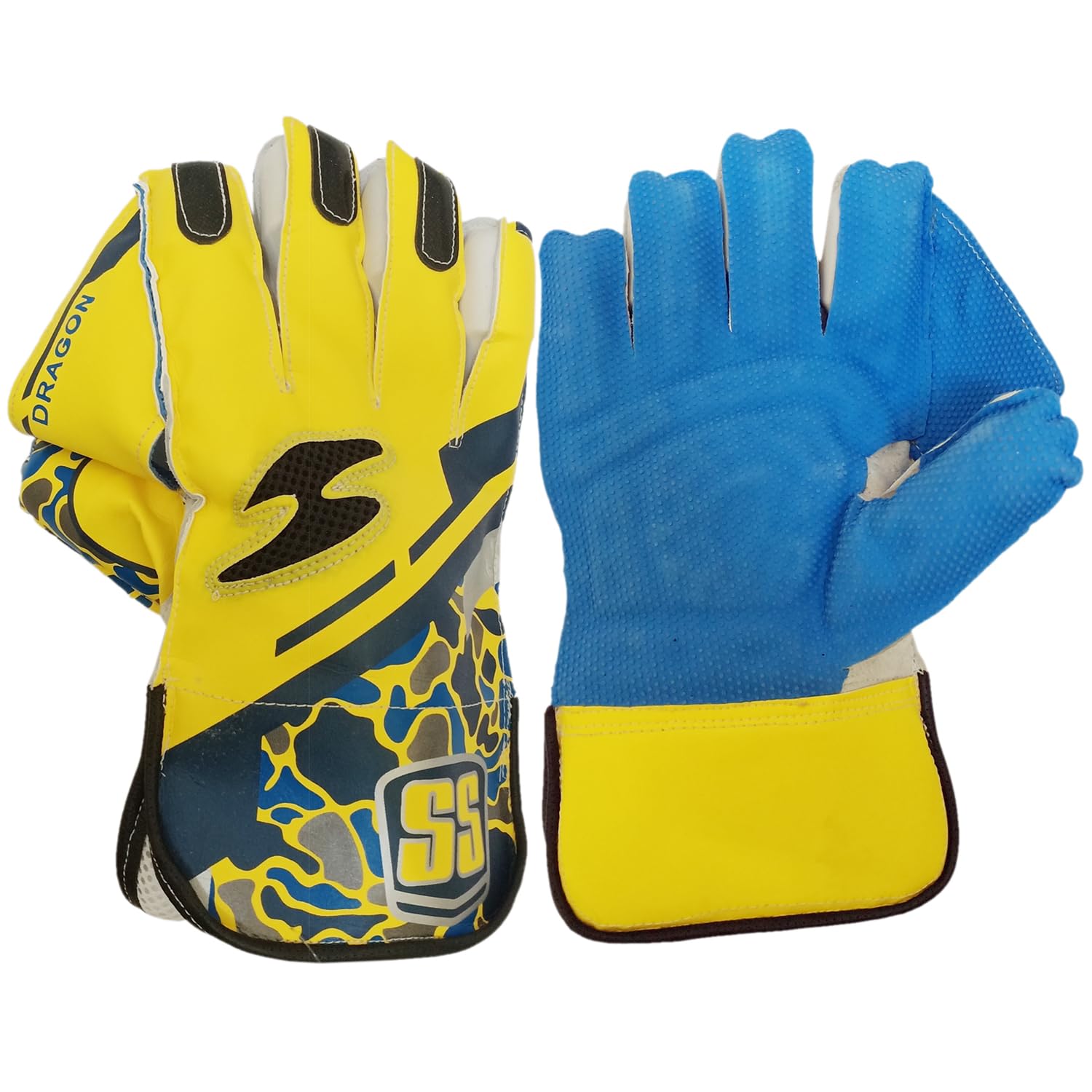 SS Dragon Wicket Keeping Gloves, Yellow Black – Professional Grade Gloves with Octopus Grip Palm and T-Web Design for Superior Catching Control (Youth)-image-33