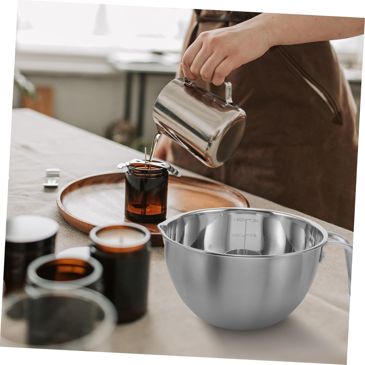 Gatuida Candle Melting Pot Stainless Steel Butter Cheese Heating Pot Kitchen Gadget Melting Bowl Fast Heating