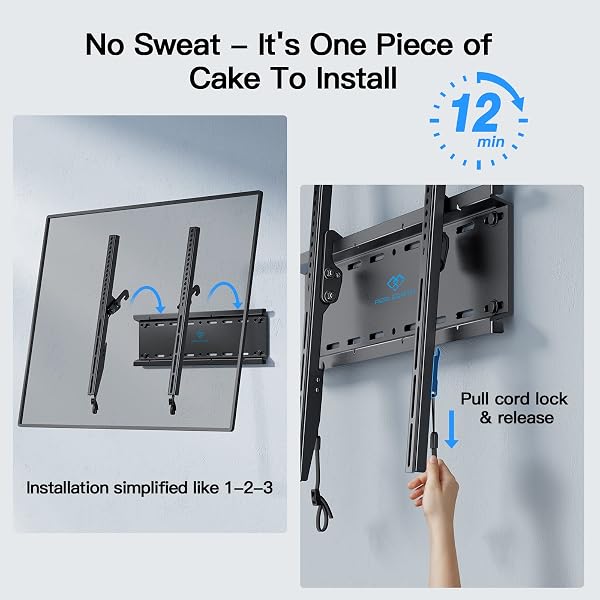 PERLESMITH Tilting TV Wall Mount Bracket Low Profile for Most 23-60 inch LED LCD OLED, Plasma Flat Screen TVs with VESA 400x4 - 3
