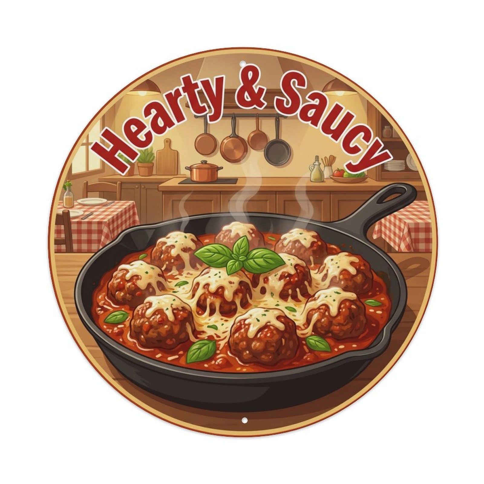 Metal Tin Sign Meatballs Marinara Gourmet Food