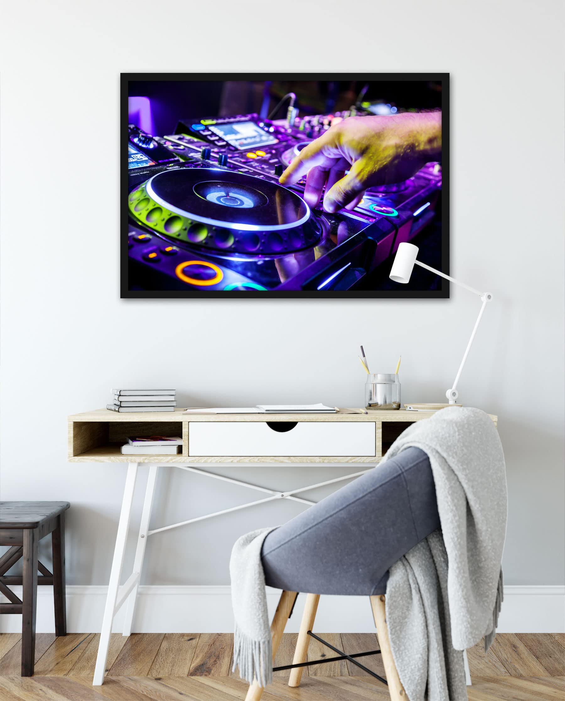 Piatto da DJ Cool Music, poster in cornice, formato 80 x 60 cm, stampa artistica incorniciata