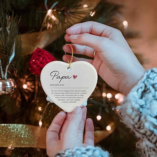 Miniatura 3 de Adornos de cerámica de definición de papá, papá, papá, corazón, decoración para árbol de Navidad, automóvil, regalos de agradecimiento para papá,