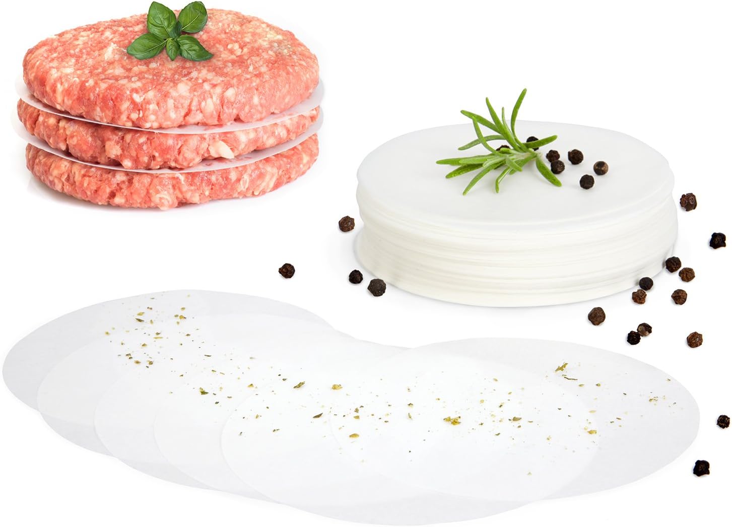 Burger Paper/Sheet Baking Paper for Burger Press Diameter 11 cm (4-3/8") Pack of 500 - Non-Stick Baking Paper/Separating Paper for Perfect Hamburgers, Cheeseburgers - for Barbecuing…