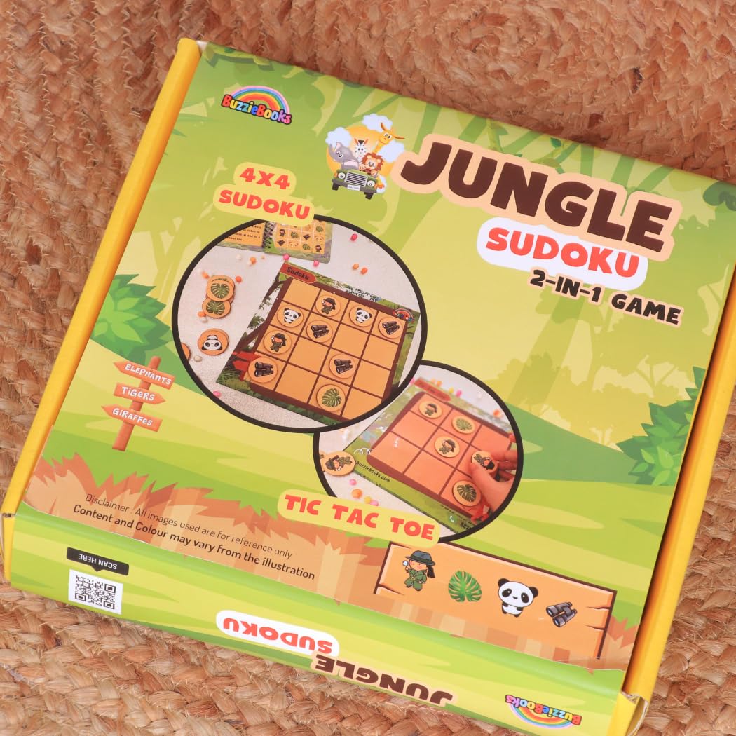 Buzzie - Jungle Sudoku | Brain Games | Mastermind Game | Kids Board Game | Gifts for Ages 2-7 Years | Board Games | Educational Toys | Kids Games for 2 & 3 Years